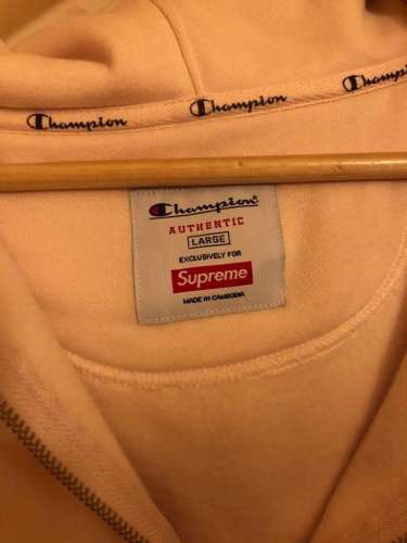 Supreme x champion arc logo zip up hoodie pink