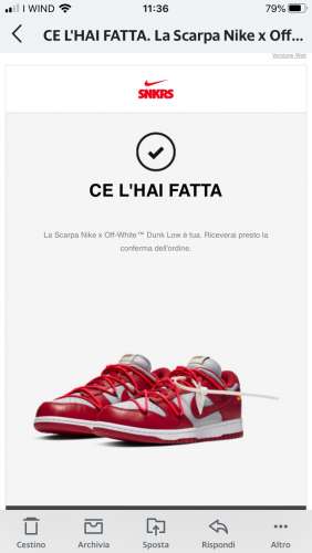 Nike dunk low off-white university red
