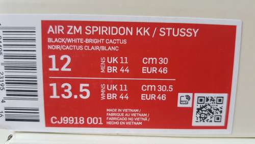 Nike Air Kukini Spiridon Cage 2 Stussy Black (CJ9918-001) - 46 EU | 12 US