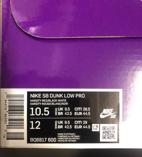 Nike SB Dunk Low Pro BQ6817 600 Chicago US10,5