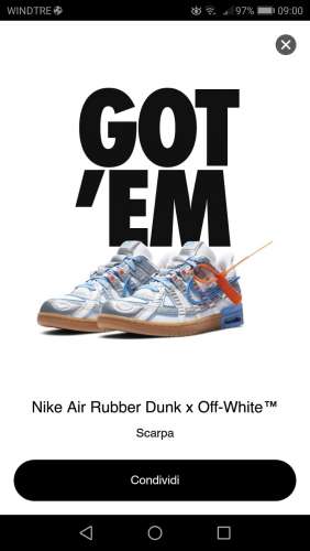 Nike Off-white rubber dunk US9.5 DSWT