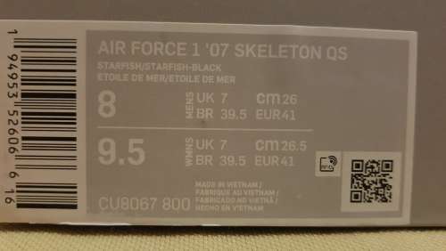 Nike Air Force 1 Low Orange Skeleton (CU8067-800) - 41 EU | 8 US