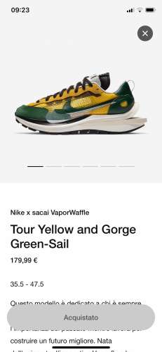 Nike Sacai VaporWaffle Tour Yellow and George Green-Sail