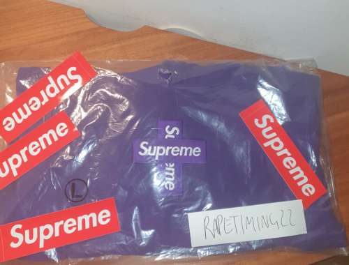Supreme Cross box logo hoodie Purple DSWT size L