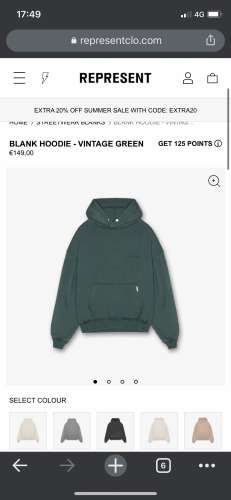 Blank hoodie Represent vintage green
