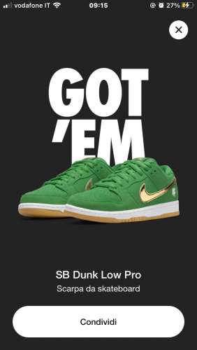 Nike sb dunk low pro lucky green/metallic gold