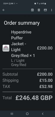 Puffer jacket grey red trapstar