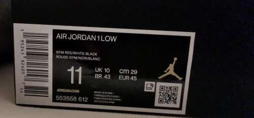 Jordan 1 Low Bred Toe (553558-612) - 45 EU | 11 US