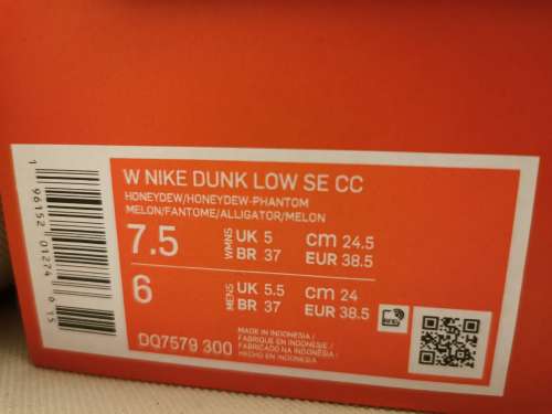 Nike Dunk Low SE Fleece Pack Honeydew (DQ7579-300) - 38.5 EU | 7.5 US WMNS