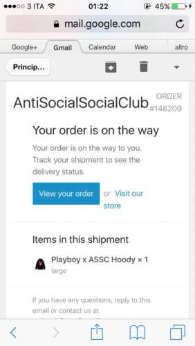 Anti social social club x Playboy ASSC FELPA Hoodie L (large)