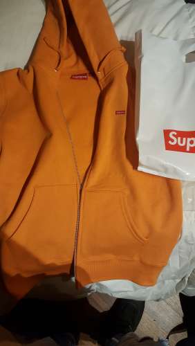 Small box logo zip up sweatshirt Supreme colore arancione Taglia M